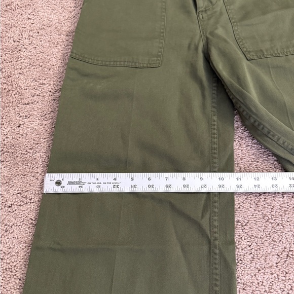 Zara Wide Leg Pants Women size 4 Olive Green Premium Denim Collection Buckle - Picture 9 of 11